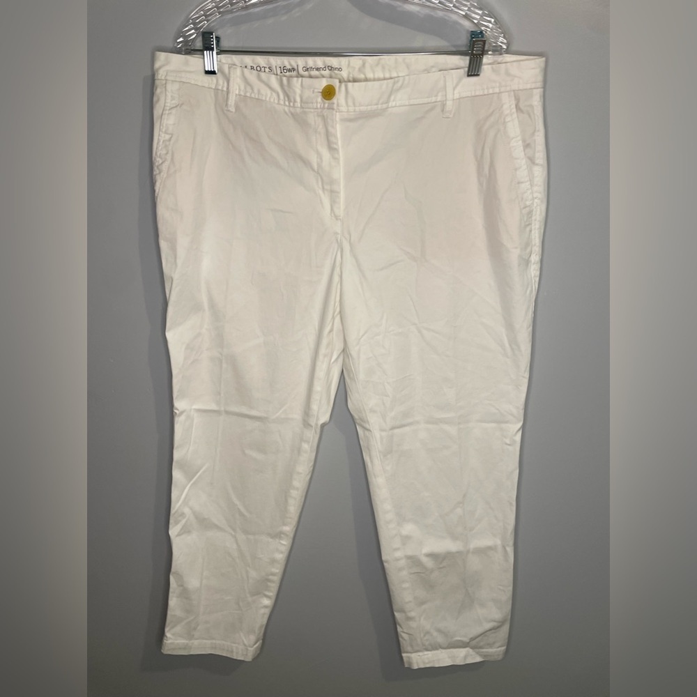 Talbots Women’s White Pants 16WP Girlfriend Chino Ankle Straight Leg Petite EUC